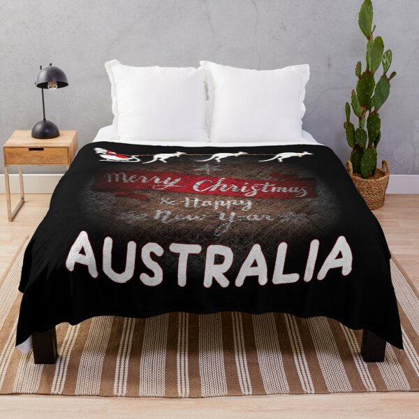 Item preview, Santa Claus & Kangaroo Boomers Flying Above A Vignette Scribble Art Design - Merry Christmas & Happy New Year Australia designed and sold by Oaks Creations.