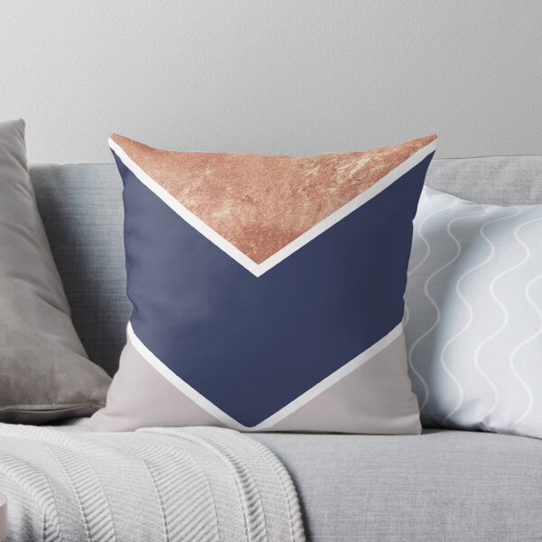 Scandinavian Copper Navy Gray Geometric Pattern Throw Pillow