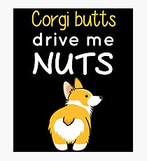 CORGI BUTTS DRIVE ME NUTS Photographic Print
