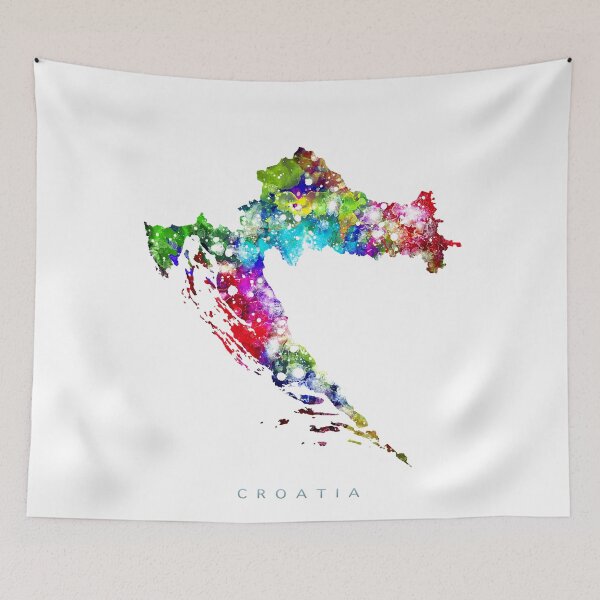 Item preview, Croatia Map Watercolor Painting designed and sold by InkistPrints.