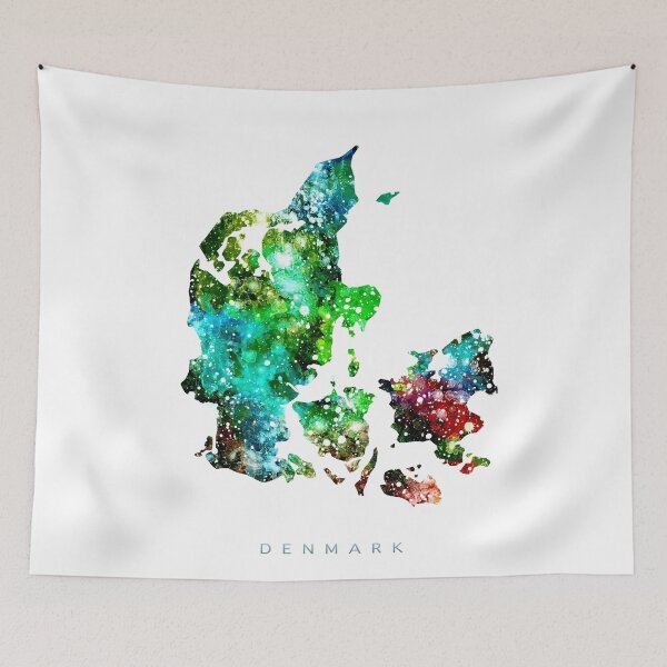 Item preview, Denmark Map Watercolor Painting designed and sold by InkistPrints.