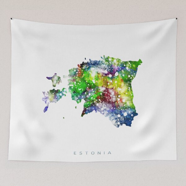 Item preview, Estonia Map Watercolor Painting designed and sold by InkistPrints.