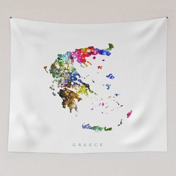 Item preview, Greece Map Watercolor Painting designed and sold by InkistPrints.