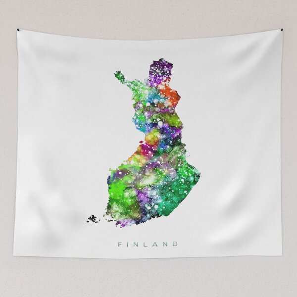 Item preview, Finland Map Watercolor Painting designed and sold by InkistPrints.