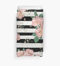 Funda nórdica VINTAGE FLORAL ROSES BLACK AND WHITE STRIPES