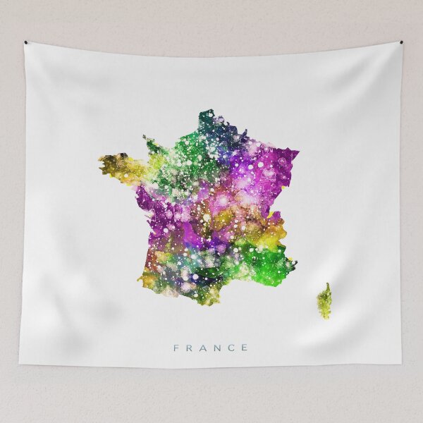 Item preview, France Map Watercolor Painting designed and sold by InkistPrints.