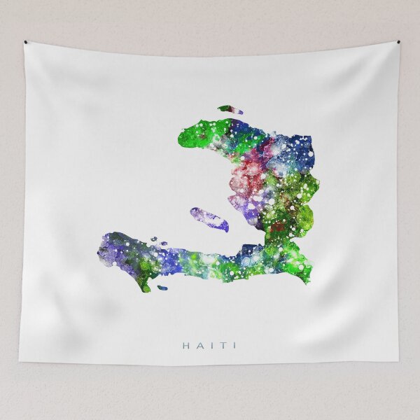 Item preview, Haiti Map Watercolor Painting designed and sold by InkistPrints.