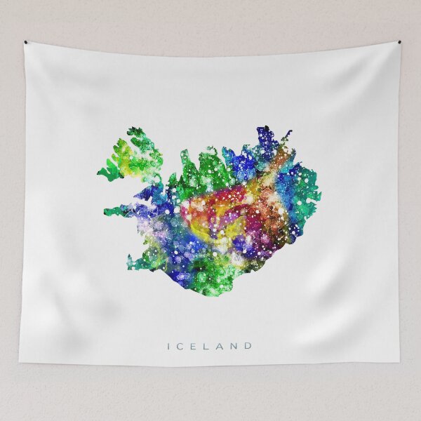 Item preview, Iceland Map Watercolor Painting designed and sold by InkistPrints.