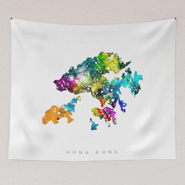 Artikelvorschau, Hong Kong Karte Aquarellmalerei entworfen und verkauft von InkistPrints.
