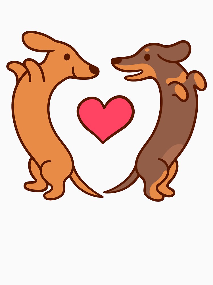 Thumbnail 7 of 7, Classic T-Shirt, Cute cartoon dachshunds in love designed and sold by irmirx.