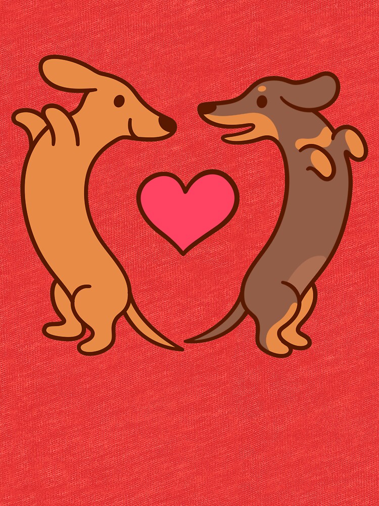 Cute cartoon dachshunds in love by irmirx