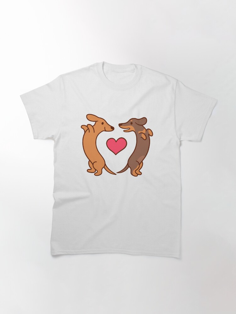 Thumbnail 3 of 7, Classic T-Shirt, Cute cartoon dachshunds in love designed and sold by irmirx.