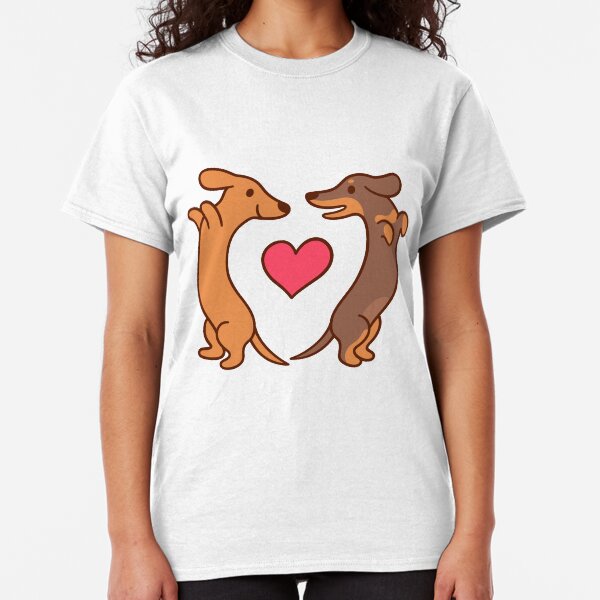 Cute cartoon dachshunds in love Classic T-Shirt
