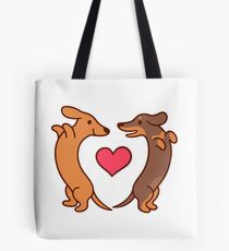 Niedliche Cartoon-Dackel in Liebe Tote Bag