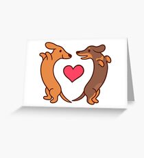 Cute cartoon dachshunds in love Greeting Card