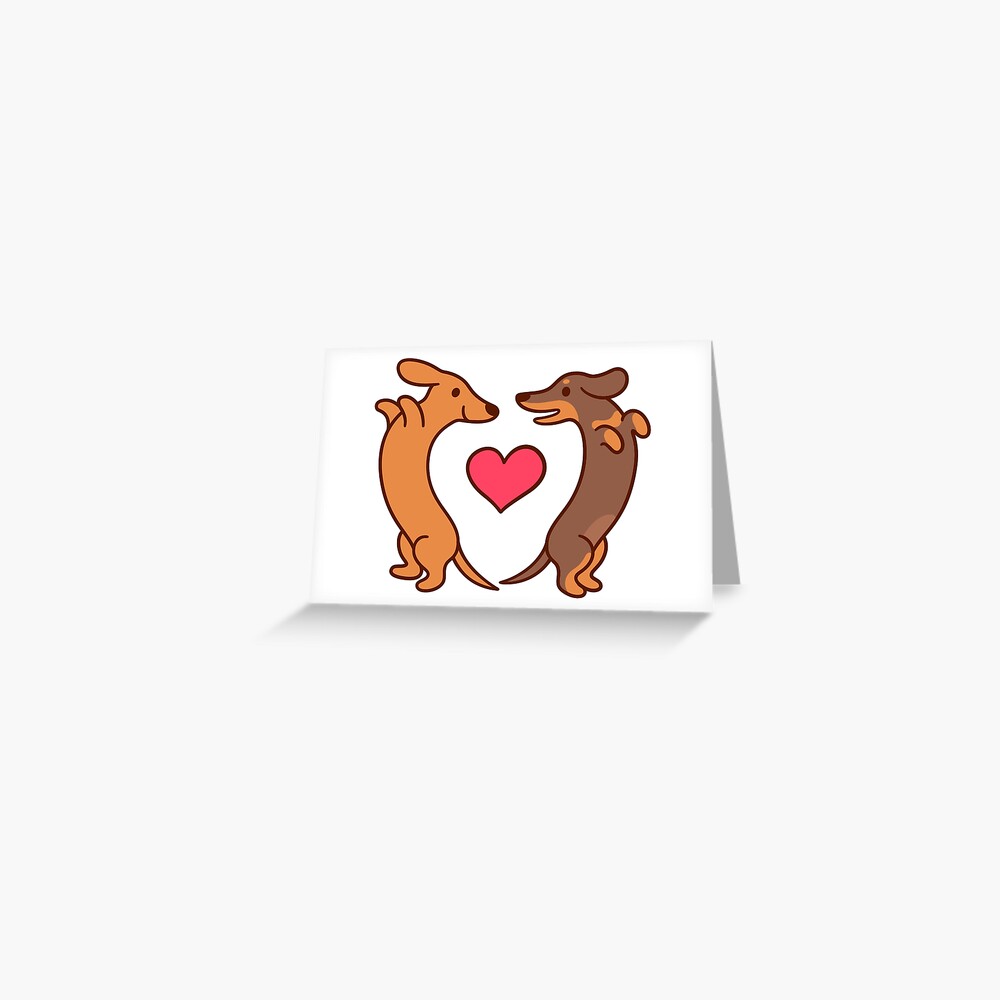 Cute cartoon dachshunds in love Greeting Card