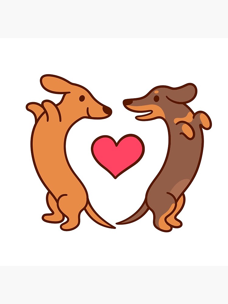Cute cartoon dachshunds in love by irmirx