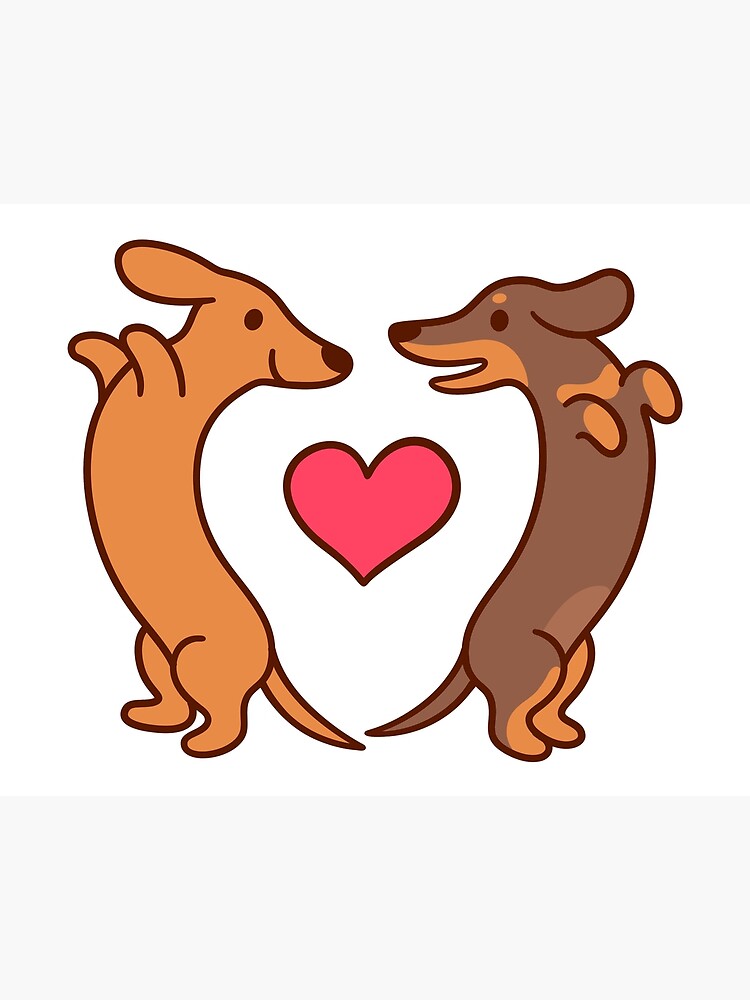 Cute cartoon dachshunds in love