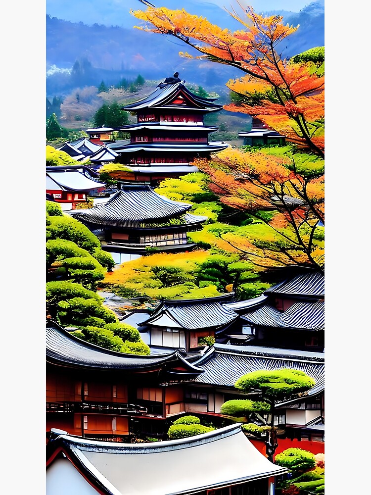 a-japanese-village-with-a-beautiful-view-painting-poster-for-sale-by