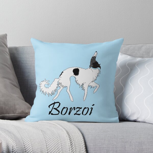 Baby Blue Borzoi Throw Pillow