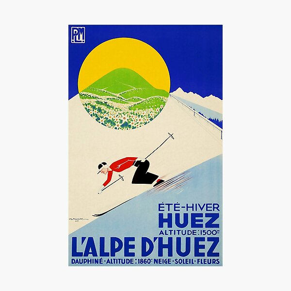 Item preview, Swiss Alps Vintage Deco Sport ski poster sport travel designed and sold by Glimmersmith.