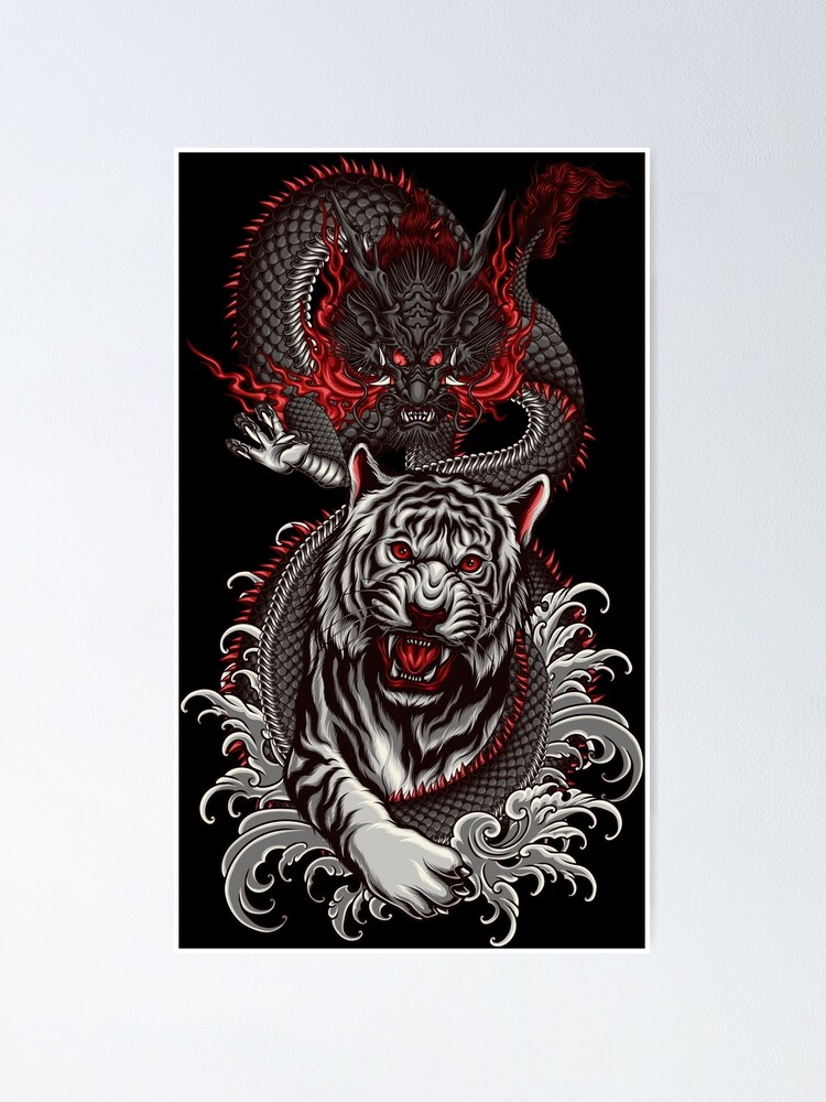 Tattoo Chinese Dragon Tiger China White Clipart - Japanese Tiger Tattoo  Drawing, HD Png Download , Transparent Png Image - PNGitem