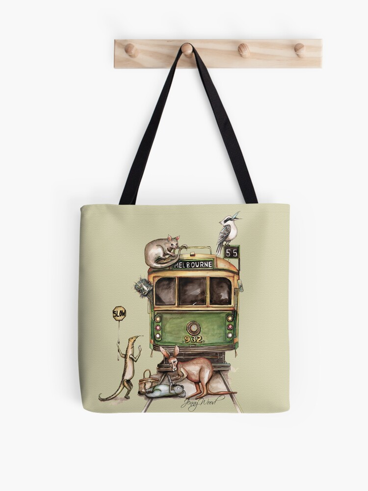 Thumbnail 1 of 2, Tote Bag, Melbourne tram designed and sold by dishmoptop.