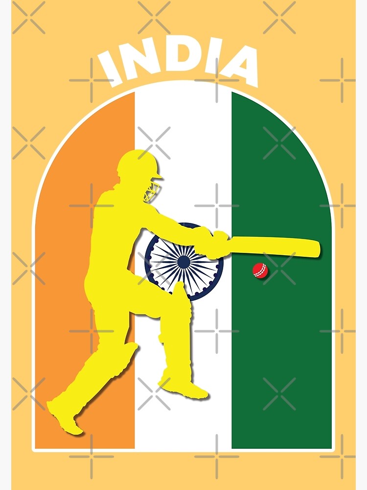 "India Cricket Batsman India Flag Cricket Fan" Poster for Sale by