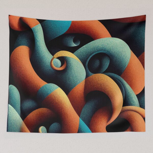 Item preview, Blue and Orange Squiggly Pattern designed and sold by DirtyBirdLad.