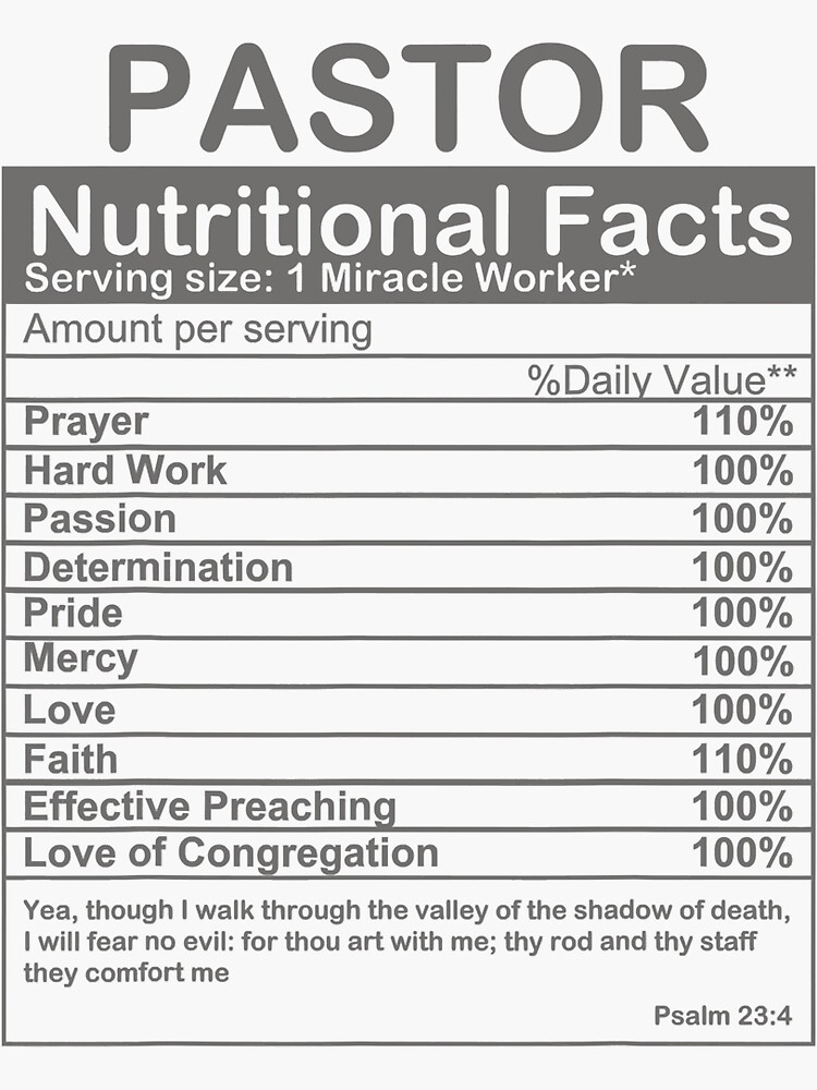 Pastor Nutritional Facts Funny Pastor Appreciation Cool Preacher   Bg,f8f8f8 Flat,750x,075,f Pad,750x1000,f8f8f8 