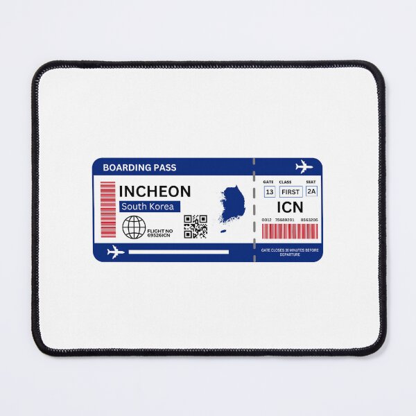 Artikelvorschau, Incheon Flugticket Bordkarte Reisen entworfen und verkauft von Supra Designs.