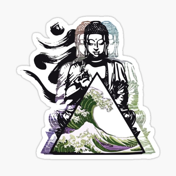 Buddha vaporwave Japanese inspired digital artwork Sticker