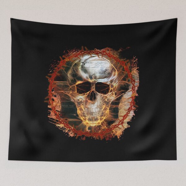 Item preview, skull with lightning and rusty barbed wire designed and sold by anunusualwoman.