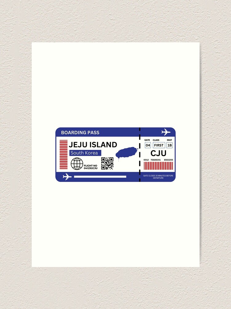 "Jeju Island Flight Ticket Boarding Pass Travel" Art Print for Sale by