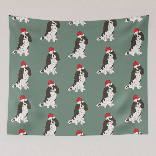 Item preview, Tri Color Cavalier King Charles Spaniel Christmas Santa Cavie Dog Holiday designed and sold by thepawster.