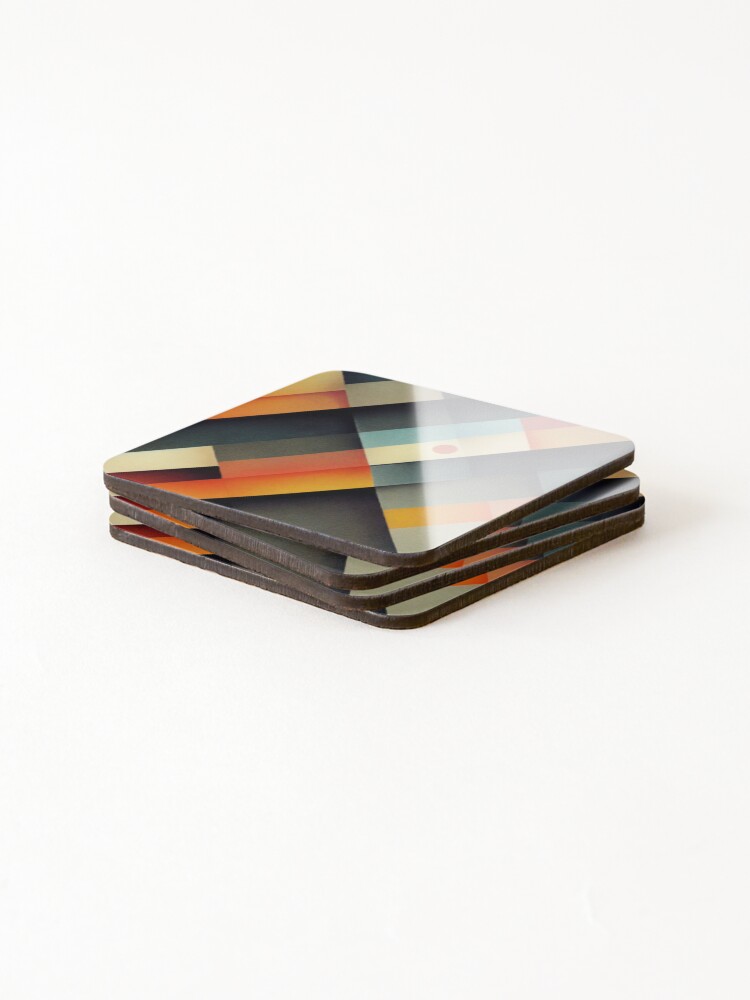 Thumbnail 4 of 5, Coasters (Set of 4), Rectangular Geometric Pattern designed and sold by DirtyBirdLad.