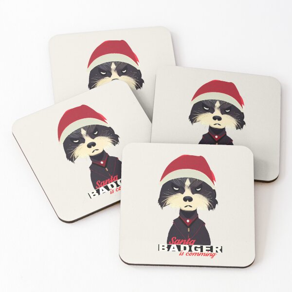 Item preview, Christmas Badass Badger In a Santa Claus Hat designed and sold by KOTOdesign.
