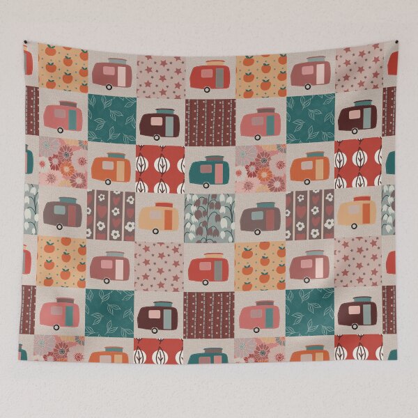 Item preview, Colourful Patchwork of Vintage Caravans  designed and sold by NattyDesigns.