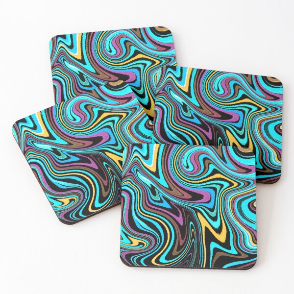 Item preview, Modern Liquid Swirl Abstract Pattern Square Vibrant Neon Tones, Black, Blue Tones, Orange, Pink, Blue and Pink, Multicolor Design designed and sold by theprintedclub.