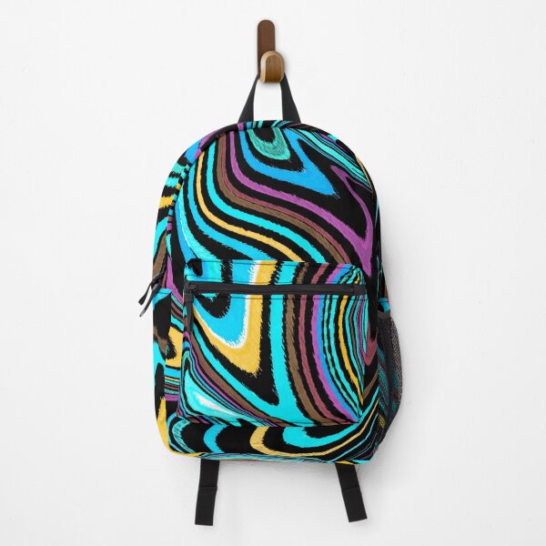 Item preview, Modern Liquid Swirl Abstract Pattern Square Vibrant Neon Tones, Black, Blue Tones, Orange, Pink, Blue and Pink, Multicolor Design designed and sold by theprintedclub.