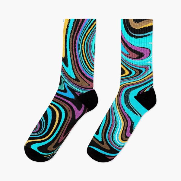 Item preview, Modern Liquid Swirl Abstract Pattern Square Vibrant Neon Tones, Black, Blue Tones, Orange, Pink, Blue and Pink, Multicolor Design designed and sold by theprintedclub.