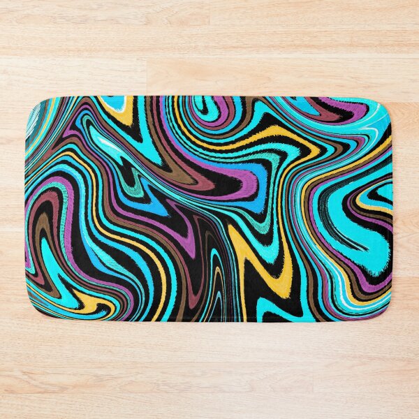Item preview, Modern Liquid Swirl Abstract Pattern Square Vibrant Neon Tones, Black, Blue Tones, Orange, Pink, Blue and Pink, Multicolor Design designed and sold by theprintedclub.