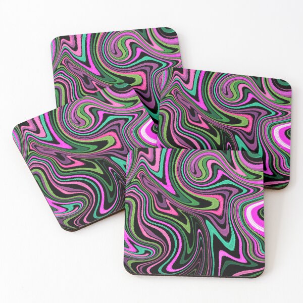 Item preview, Modern Liquid Swirl Abstract Pattern Square Vibrant Neon Tones, Black, Green, Blue and Hot Pink, Multicolor Design designed and sold by theprintedclub.