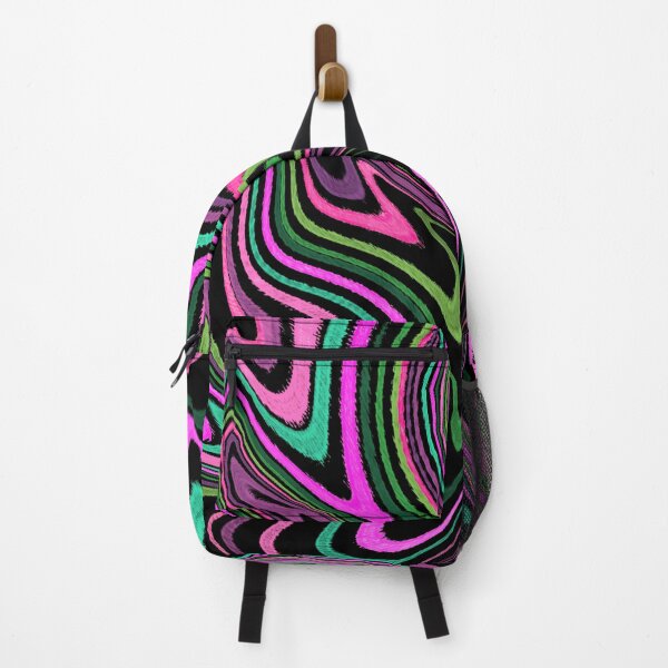 Item preview, Modern Liquid Swirl Abstract Pattern Square Vibrant Neon Tones, Black, Green, Blue and Hot Pink, Multicolor Design designed and sold by theprintedclub.