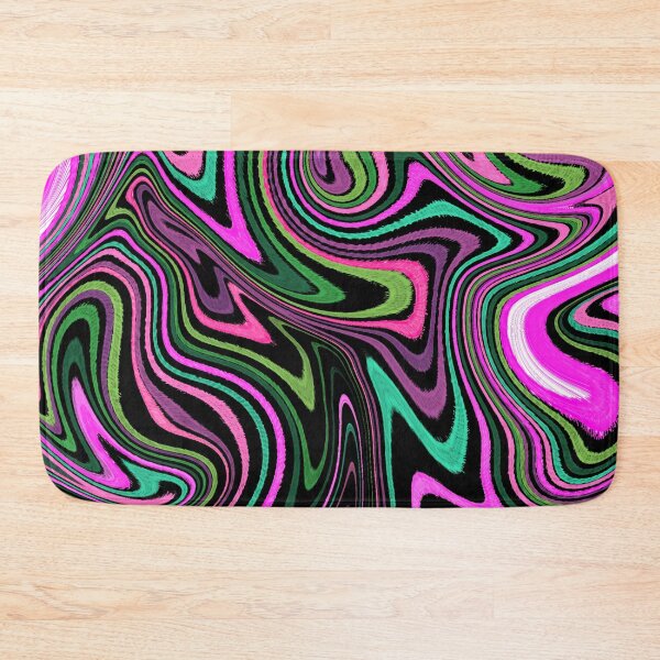 Item preview, Modern Liquid Swirl Abstract Pattern Square Vibrant Neon Tones, Black, Green, Blue and Hot Pink, Multicolor Design designed and sold by theprintedclub.
