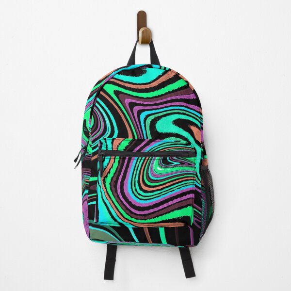 Item preview, Modern Liquid Swirl Abstract Pattern Square Vibrant Neon Tones, Black, Orange, Green, Blue and Hot Pink, Multicolor Design designed and sold by theprintedclub.