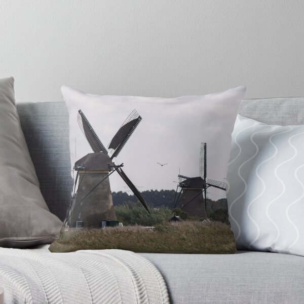 Item preview, Wonderful landscapes in the Netherlands. Historic dutch windmills in Kinderdijk in a cloudy autumn day. Unesco site. Natural view from distance. designed and sold by Maurizio Fabbroni.