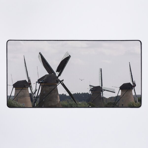 Item preview, Wonderful landscapes in the Netherlands. Historic dutch windmills in Kinderdijk in a cloudy autumn day. Unesco site. Natural view from distance. designed and sold by Maurizio Fabbroni.