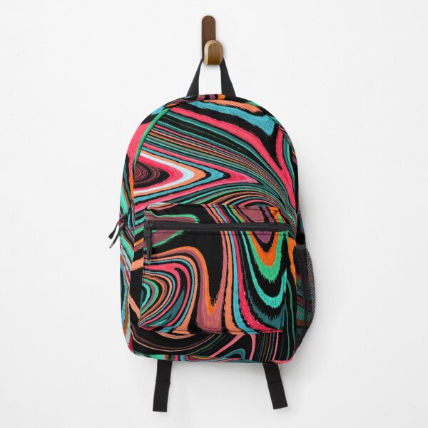 Item preview, Modern Liquid Swirl Abstract Pattern Square Vibrant Neon Tones, Black, Red, Green, Blue and Orange, Multicolor Design designed and sold by theprintedclub.