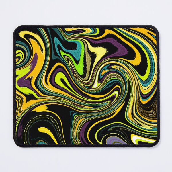 Item preview, Modern Liquid Swirl Abstract Pattern Square Vibrant Neon Tones, Black, Yellow, Orange, Green, Blue and Purple, Multicolor Design designed and sold by theprintedclub.